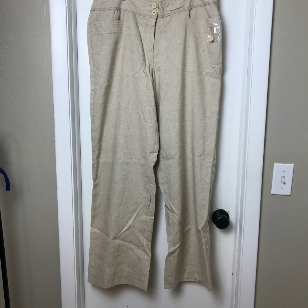 Ecologie 100% Linen Pants Size 10 Lined Natural Color New w Tags